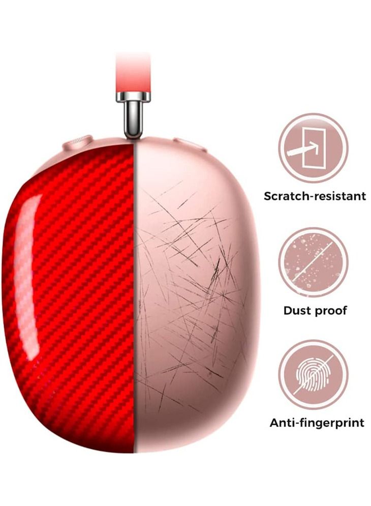 MONOCARBON Real Carbon Fiber for Airpods Max Case Cover Ultra Protective & Lightweight - Glossy Red - Image 4