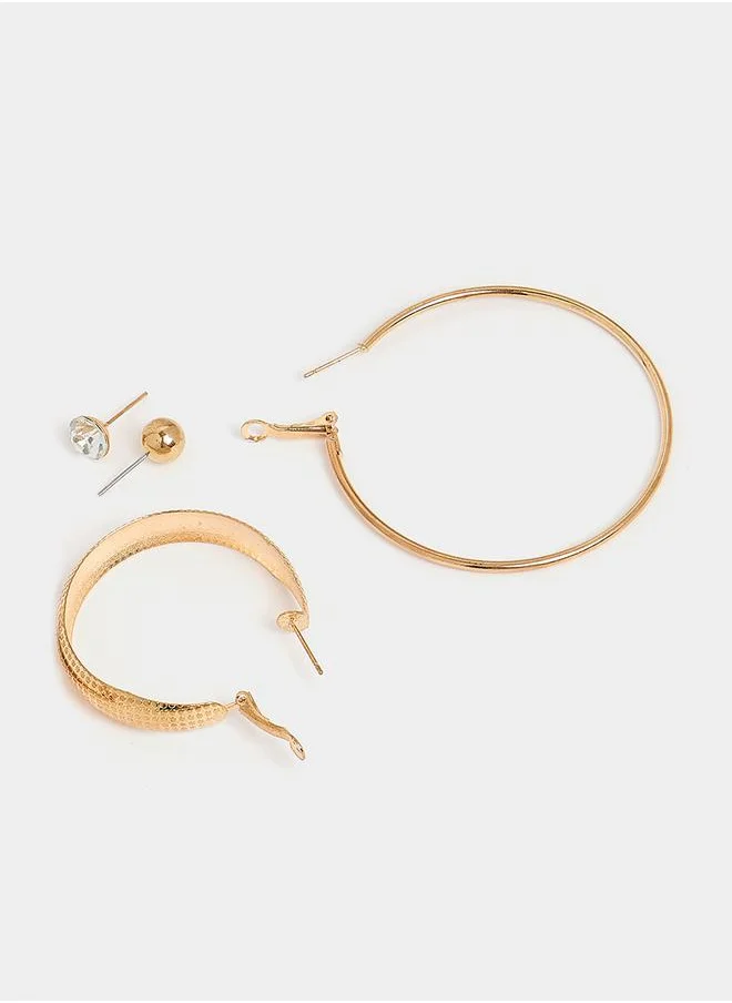 ستايلي Set of 6 - Mini Studs & Hoop Earrings