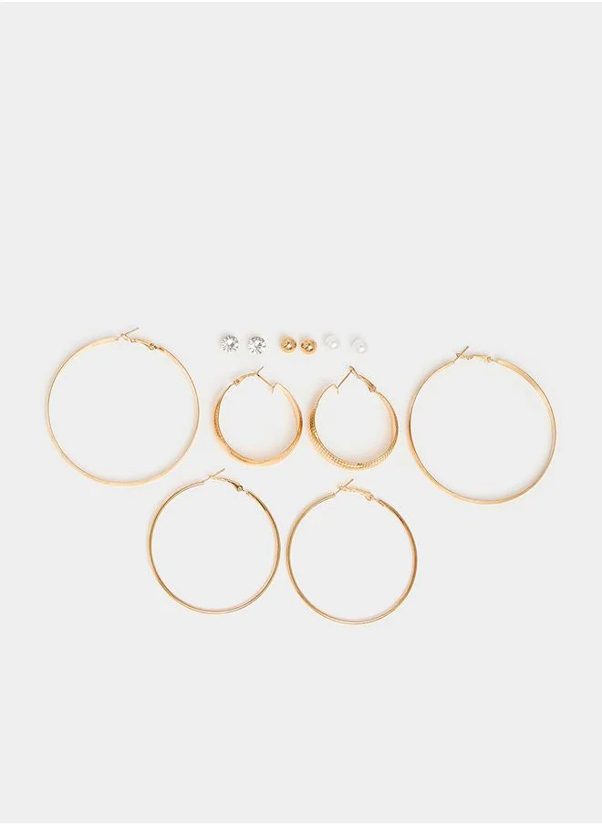ستايلي Set of 6 - Mini Studs & Hoop Earrings