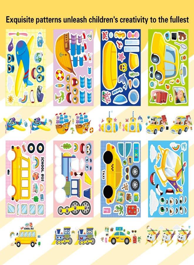 OTAITY 24 Sheets Vehicle Stickers for Kids, Make a Face Sticker, Make Your Own Car, Train, Airplane, Boat Stickers for Toddlers, Brithday Party Supplies Classroom Teacher Reward - Image 3