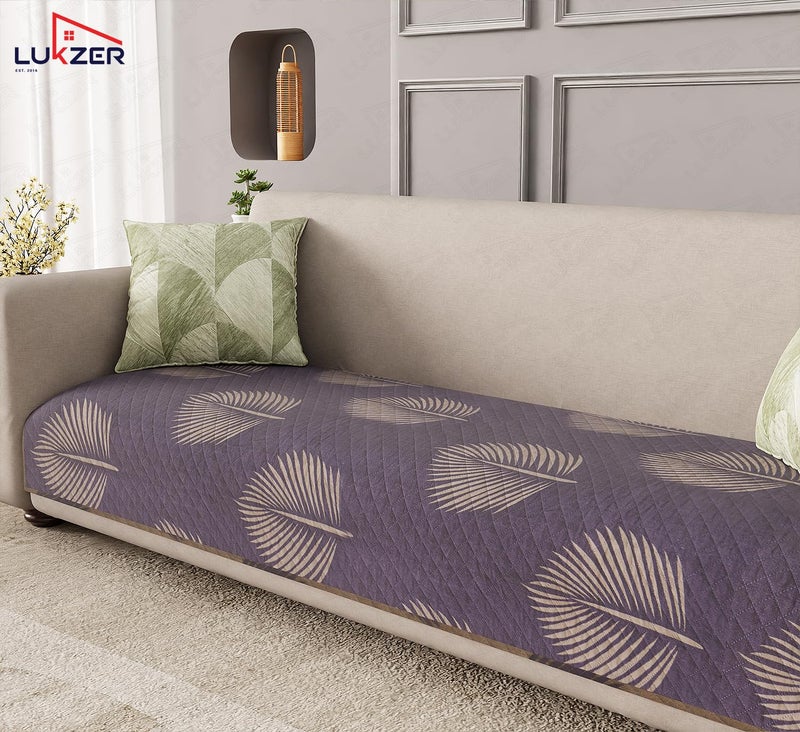 Lukzer Reversible Quilted Sofa Cover Mat 220CM, 350 GSM Soft Printed Polyester, Sapphire Bloom Pattern, Universal Couch Protector for Home & Office Use (SC-182-05) – Ideal for 4-Seater - Image 5