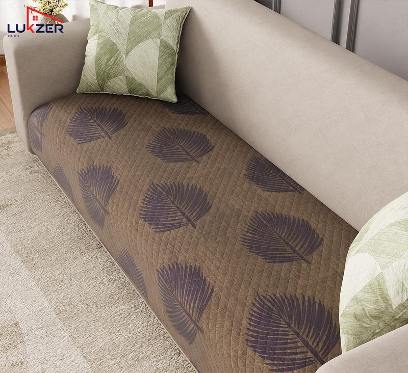 Lukzer Reversible Quilted Sofa Cover Mat 220CM, 350 GSM Soft Printed Polyester, Sapphire Bloom Pattern, Universal Couch Protector for Home & Office Use (SC-182-05) – Ideal for 4-Seater - Image 4
