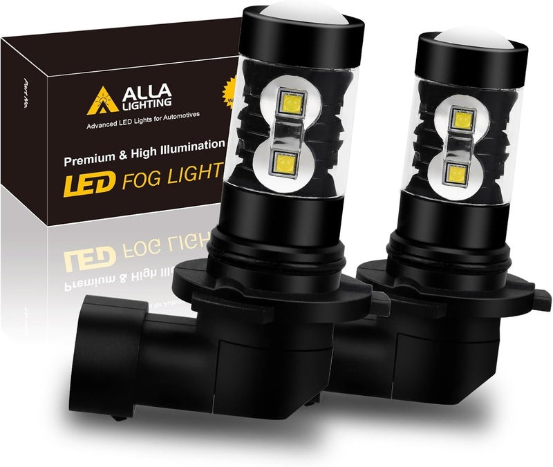Alla Lighting مصابيح الضباب LED 9006 من ألا لايتنج - ساطعة للغاية HB4 50W 6000K أبيض زينون (مجموعة من 2) - Image 1