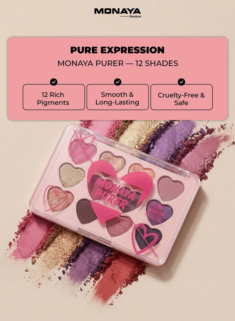Monaya Y003 Purer Eyeshadow Palette - 12 Colors, Highly Pigmented & Blendable, 9.5g Each, Affordable Makeup - Image 3