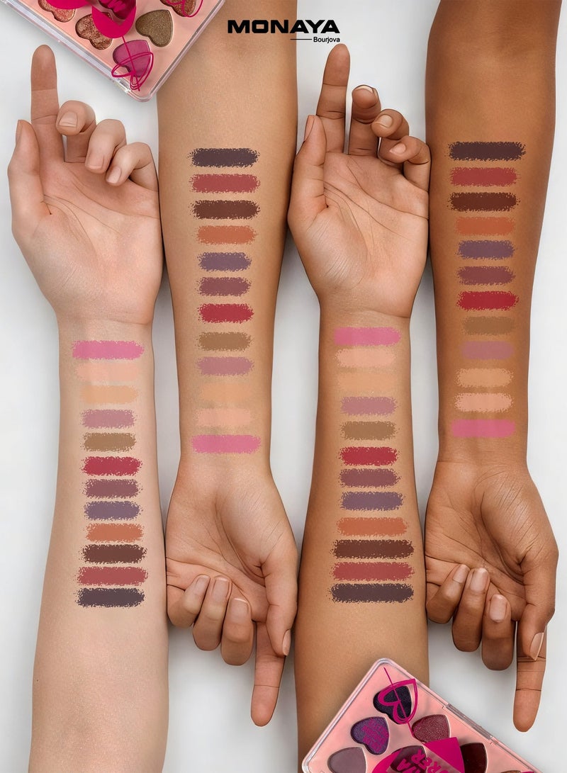Monaya Y003 Purer Eyeshadow Palette - 12 Colors, Highly Pigmented & Blendable, 9.5g Each, Affordable Makeup - Image 5