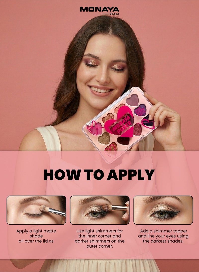 Monaya Y003 Purer Eyeshadow Palette - 12 Colors, Highly Pigmented & Blendable, 9.5g Each, Affordable Makeup - Image 4