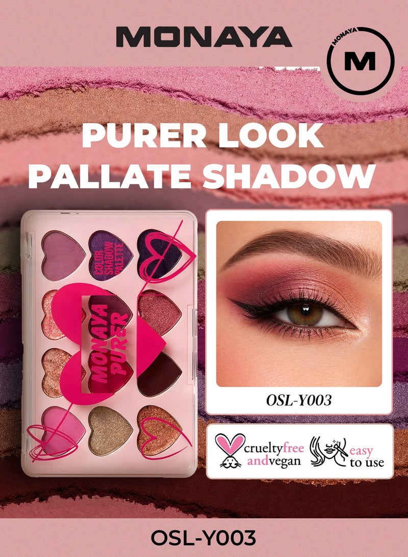 Monaya Y003 Purer Eyeshadow Palette - 12 Colors, Highly Pigmented & Blendable, 9.5g Each, Affordable Makeup - Image 1