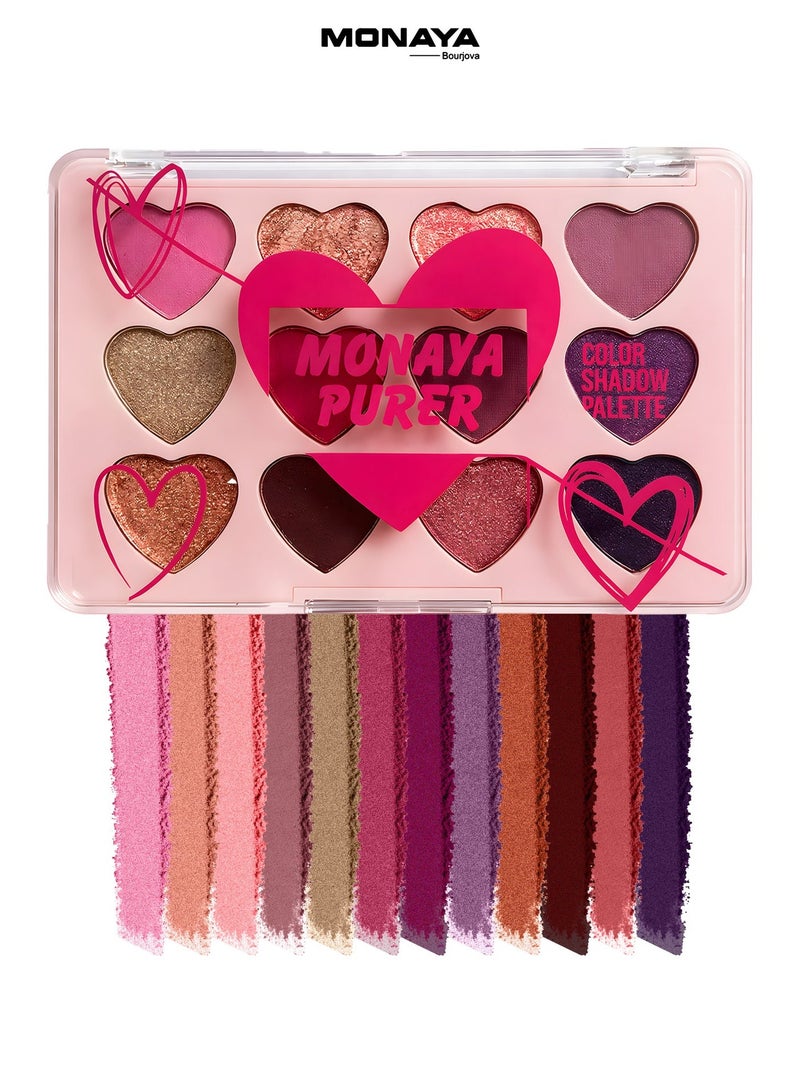 Monaya Y003 Purer Eyeshadow Palette - 12 Colors, Highly Pigmented & Blendable, 9.5g Each, Affordable Makeup - Image 2