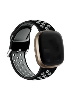 Y&D Two-color Strap, Compatible with Fitbit Versa 3 Strap/ Sense Women's Soft Silicone Substitute, Sports Wrist Strap Vents, Suitable for 3/ Sense, Black/Gray  - Image 1