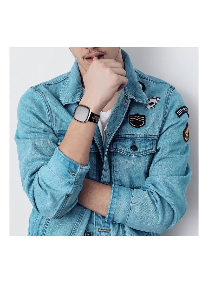 Y&D Two-color Strap, Compatible with Fitbit Versa 3 Strap/ Sense Women's Soft Silicone Substitute, Sports Wrist Strap Vents, Suitable for 3/ Sense, Black/Gray - Image 5