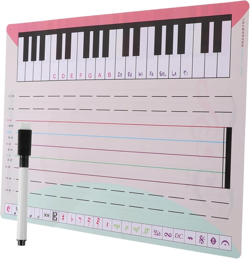 LALAFINA Writable Portable Music Staff Whiteboard Erasable Pet Board for Music Practice and Teaching for Home and School Use - Image 1