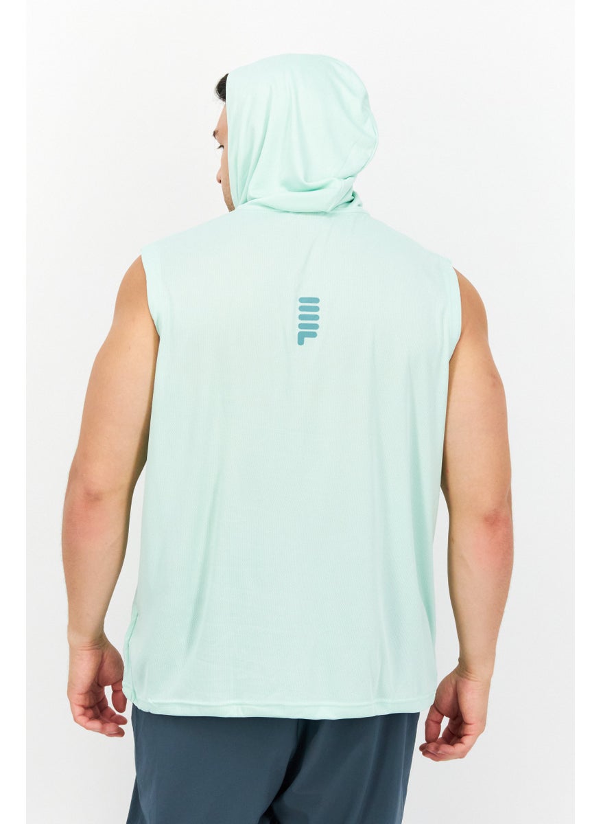 FILA Men Sportswear Fit Sleeveless Training Hoodie, Pale Green  - Image 4