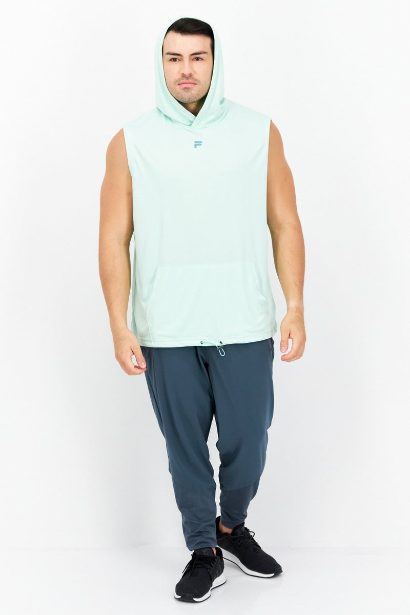 FILA Men Sportswear Fit Sleeveless Training Hoodie, Pale Green  - Image 2