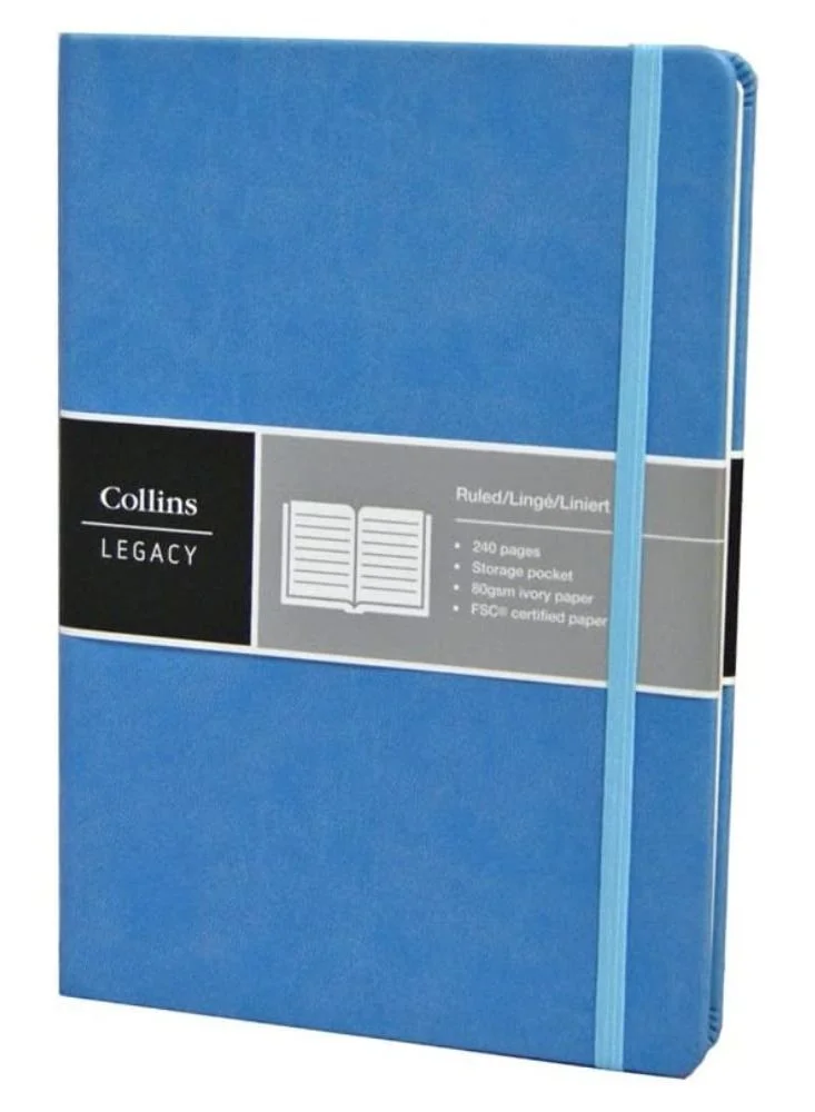 Collins Collins Legacy A5 Hard Cover Notebook Light Blue Cover