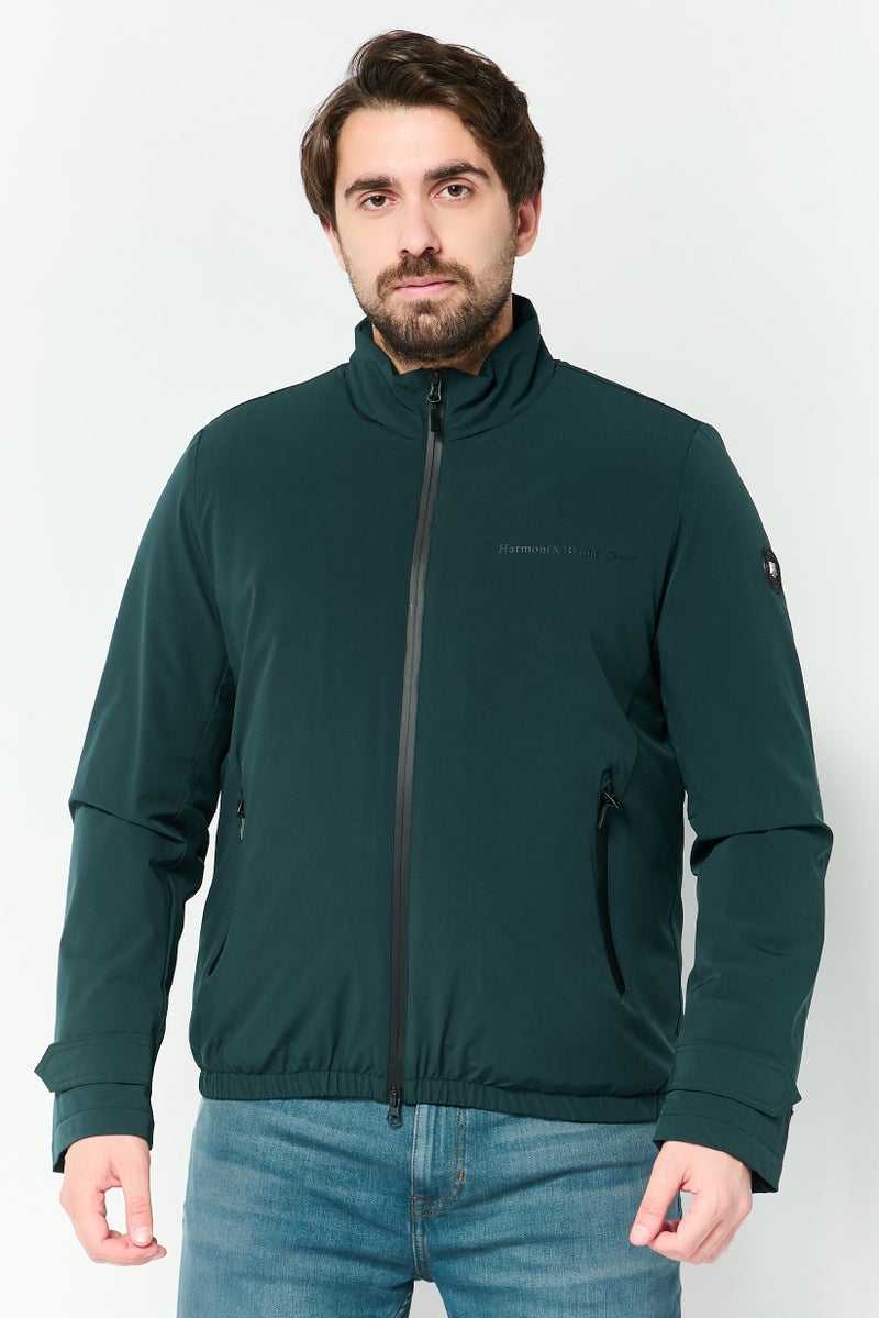 Harmont & Blaine Harmont  Blaine Jeans Men Brand Logo Long Sleeve Softshell Jacket, Dark Teal - Image 1