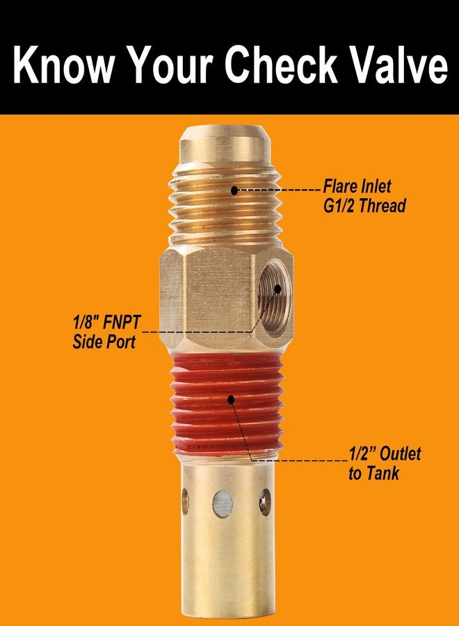 SUNROAD 4PC Air Compressor Replacement Parts Brass G1/2" flare x 1/2 Inch MNPT Compressor in Tank Check Valve Kit with Three Different Unloader Tube Fittings 20 SCFM - Image 2