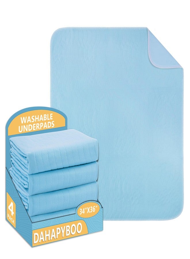 DAHAPYBOO Washable Underpads, 34”x36” 4Pack Incontinence Bed Pads,Heavy Absorbency Reusable Bed Pads for Elderly,Kids,Adults and Pets,Bed Pads Washable Waterproof Quick Drying for Bed, Sofa, Floor - Image 1
