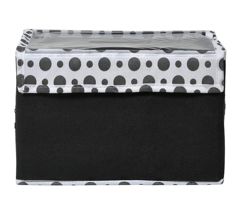 Kuber Industries Kuber Industries Dot Printed Foldable NonWoven 3 Pieces Storage BoxBin For Books Towels Magazines DVDs More With Tranasparent Lid Set of 3 Black 44KM0428  - Image 3