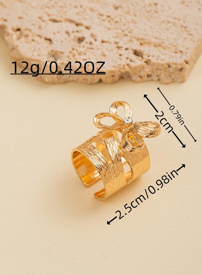Take Two Gold Bow Decor Open Ring - Image 4