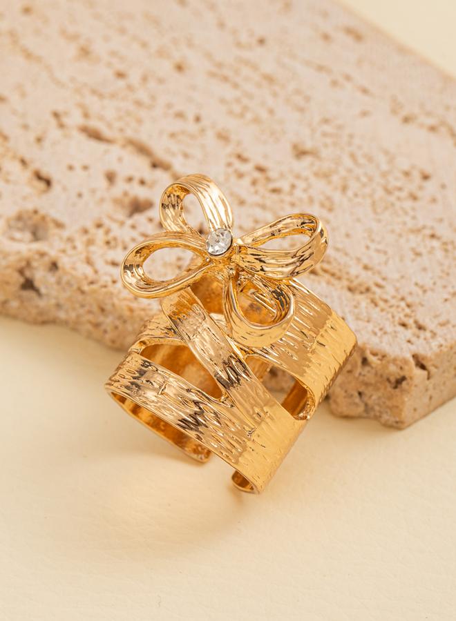 Take Two Gold Bow Decor Open Ring - Image 3