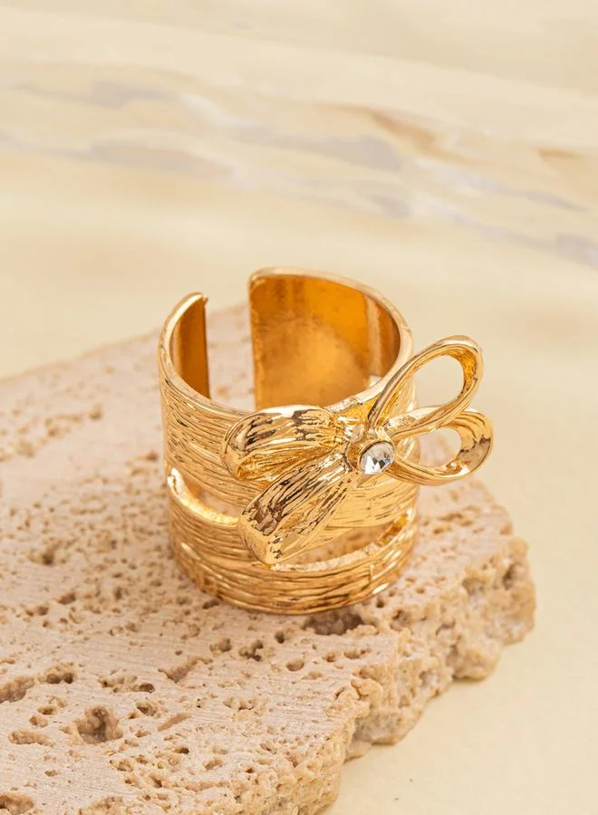 تايك تو خاتم ذهبي مفتوح مزين بفيونكة