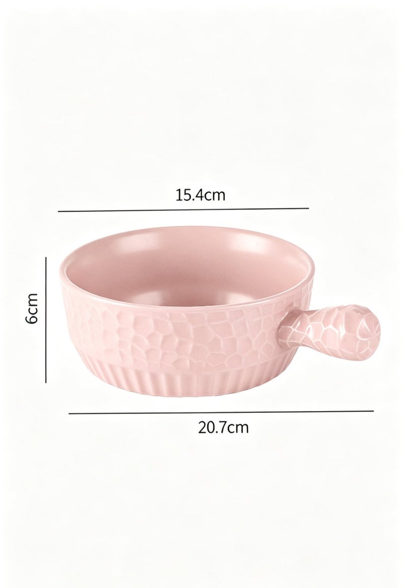 Round Ceramic Soup Bowl with Handles Porcelain Serving Bowls 22 Oz /650 ml for Pizza Soup Salad Set for 1 - Image 2