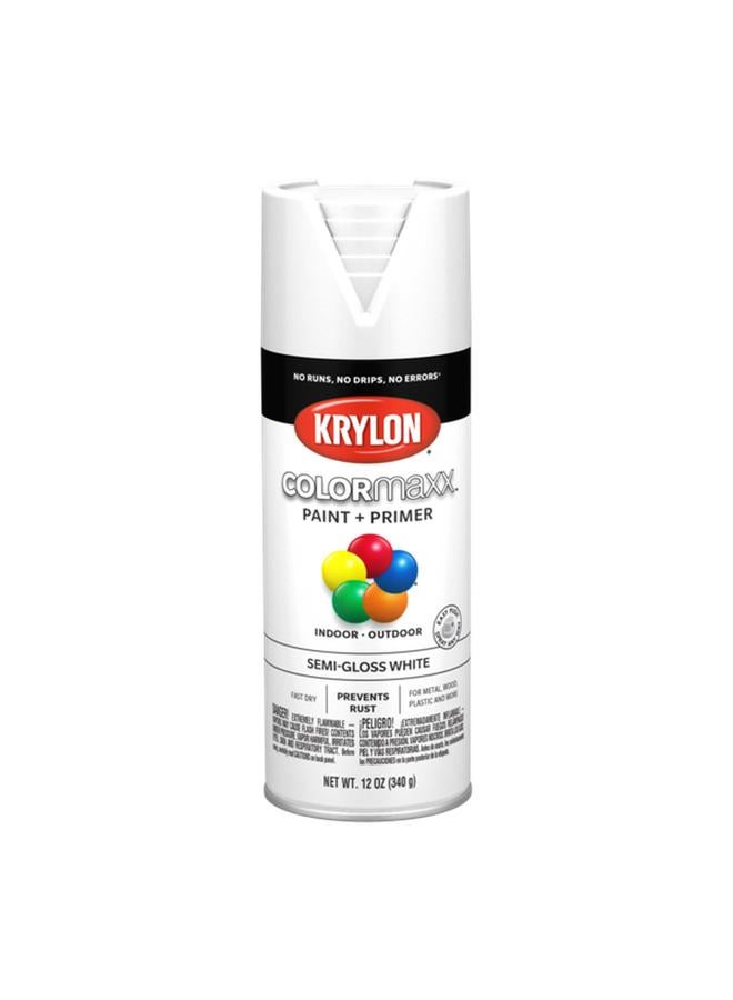 KRYLON Colormaxx Indoor and Outdoor Spray Paint and Primer Semi-Gloss White 12oz K05580007 - Image 1