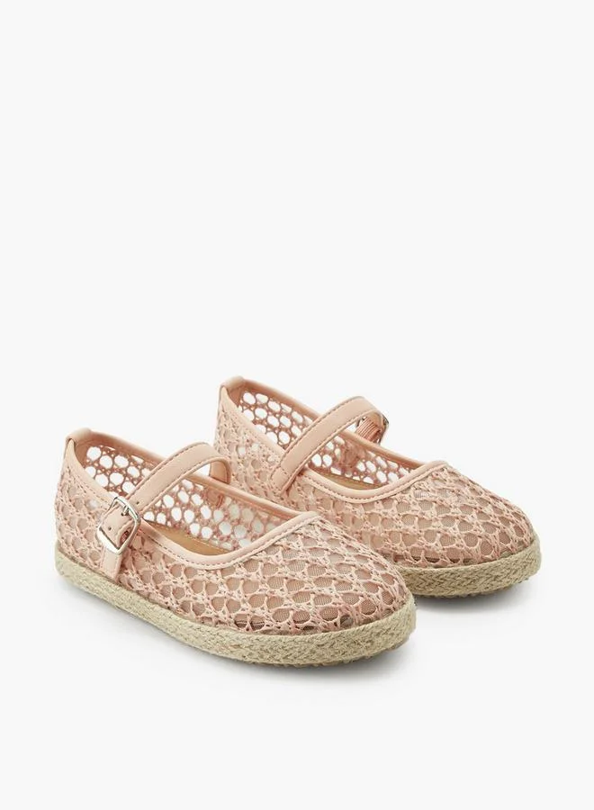 ببرمنة Girls Hook & Loop Espadrille Mary Jane Shoes