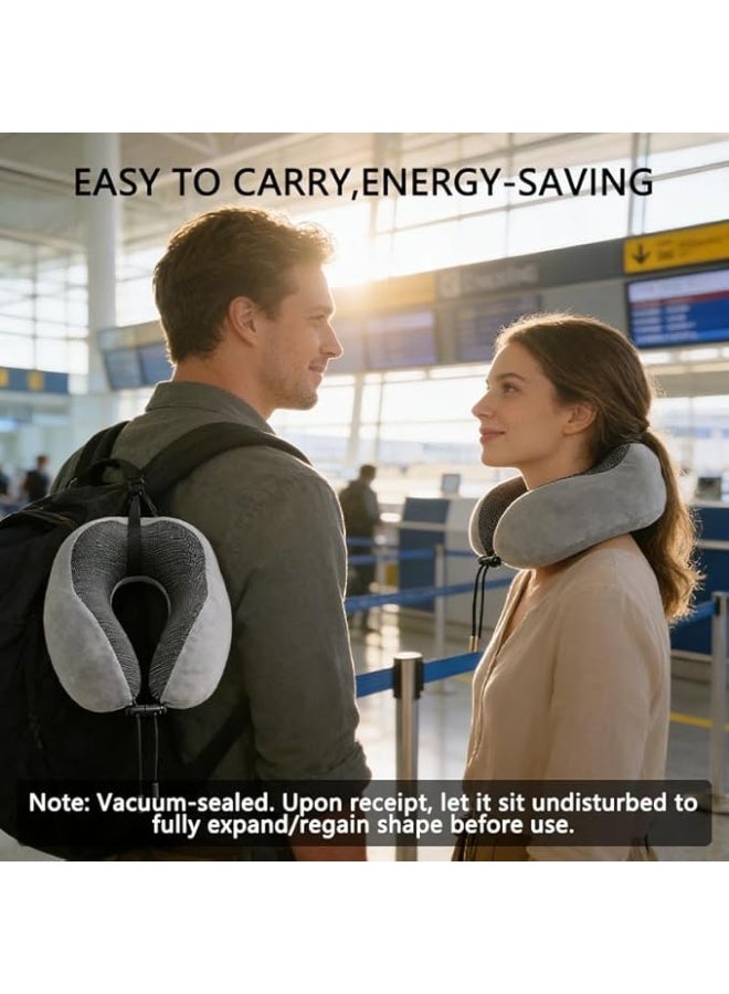 Travel Neck Pillow U-Shaped Memory Foam, Portable Head Support Cushion for Flights & Travel, Comfortable Sleep Rest Pillow - Image 2
