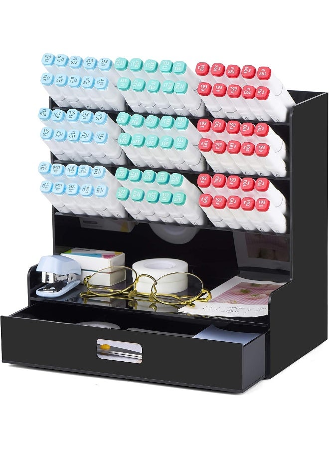 TPGP Acrylic Pen Organizer, Multi-Functional Desk Organizer Pen Holder Stationery, Marker Pen Organizer Storage & Art Supplies For Office, School, Home, Black - Image 1