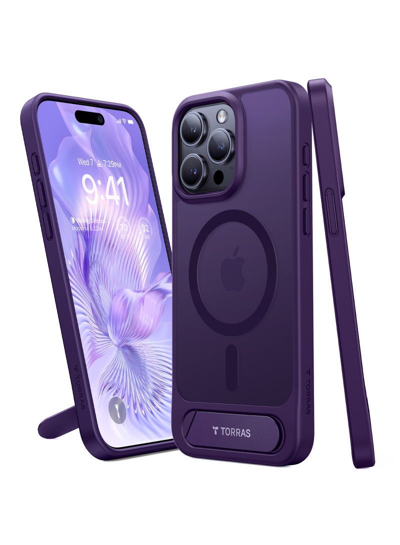 TORRAS Magnetic & Seamless Stand for iPhone 15 Pro Max Case, Fit for MagSafe, Mil-Grade Drop Protection, Adjustable Kickstand Phone Case for iPhone 15 Pro Max, Slim Purple Purple - Image 2
