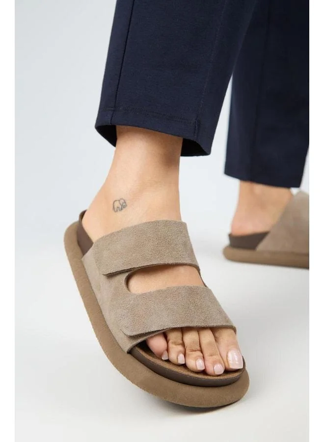 Lillo Women's Genuine Leather Double strap Violet Slippers.