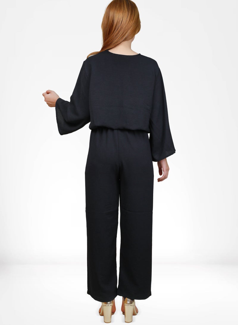 Veronica Elegant Comfortable 2-Piece Co-ord Set -Black  - Image 2