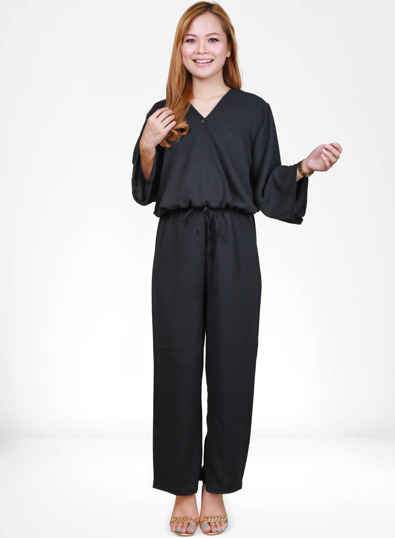 Veronica Elegant Comfortable 2-Piece Co-ord Set -Black  - Image 1