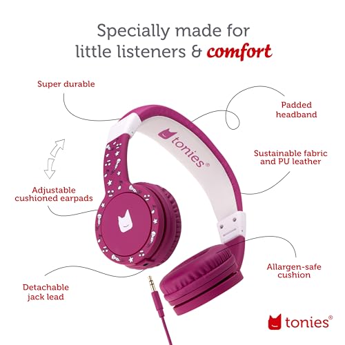 Tonies Foldable Wired Headphones for Kids - Comfortably Designed to fit On-Ear - Works with Toniebox 1 and All 3.5mm Devices - Purple - Image 4