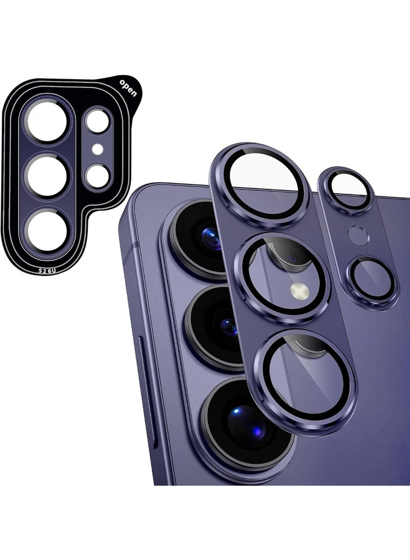 Samsung Galaxy S26 Ultra 2026 Camera Lens Protector,[Military Grade Protection] [Strong Adsorption] Matte Alloy Metal Ring Glass Camera Screen Protector for Galaxy S26 Ultra-Cobalt Purple