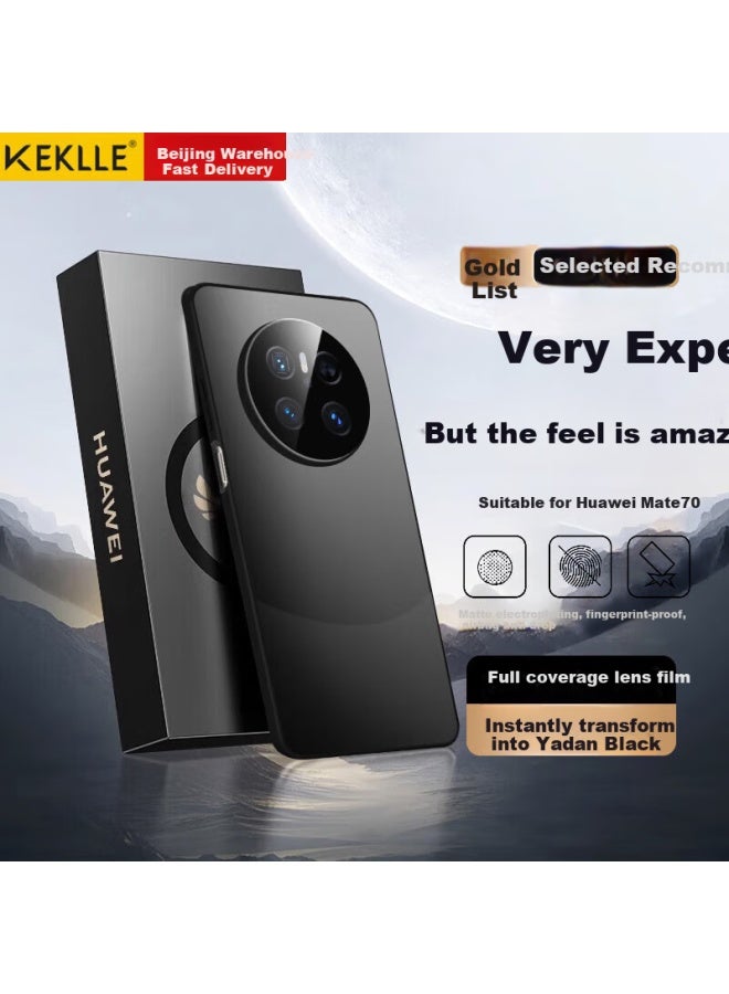 Keklle Compatible With Huawei Mate 70 Phone Case Huawei Mate 70 Protective Cover Splicing Color Electroplated Matte High-end Protective Shell Lens Fully Wrapped Anti-fall Protective Case Yadan Black - Image 1