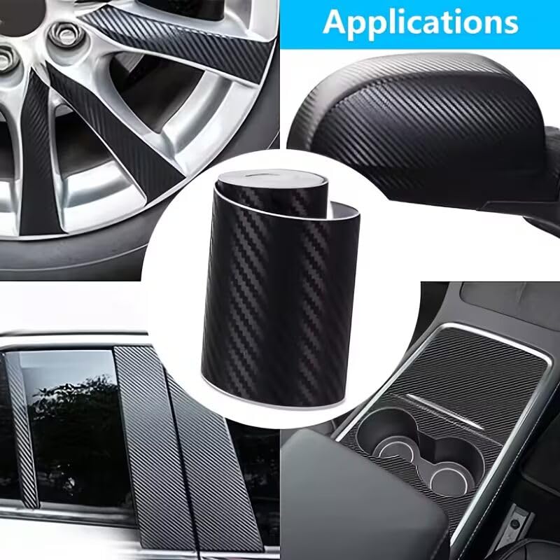 HOMSUN Car Wrap Vinyl Vehicle Self Adhesive Vinyl DIY Decal Camouflage Adhesive PVC Film Waterproof Decorative Wrap Sticker Wrapping (Black 3D Carbon, 12 X 36 Inch) - Image 2