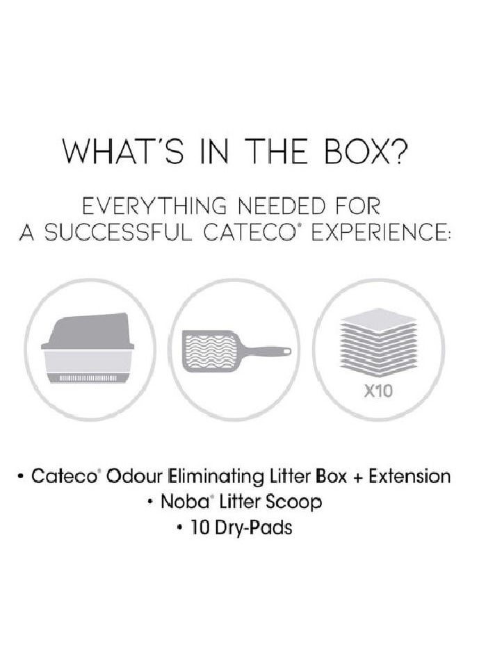 Cateco - Cat Litter Box Complete Starter Kit with Height Extension, 10 Dry-Pads and Scoop Blue - Image 1