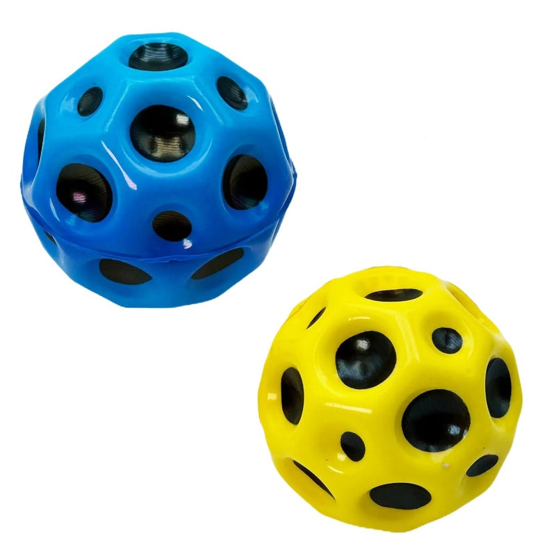 Buko Super Infinity Crazy Bounce Moon Ball: Ultimate Grip and Catch, Enhances Hand-Eye Coordination (Pack of 2 (Blue-Yellow) - Image 1
