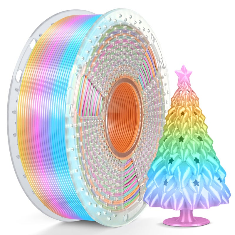 SUNLU Silk Rainbow PLA Filament, Multicolor Silk 3D Printer Filament 1.75mm +/- 0.02mm, Fast Color Change Each 8 Meters, 330 Meters, 1kg/2.2lbs, Silk Rainbow Filament(Pink-Yellow-Blue-Green) - Image 1