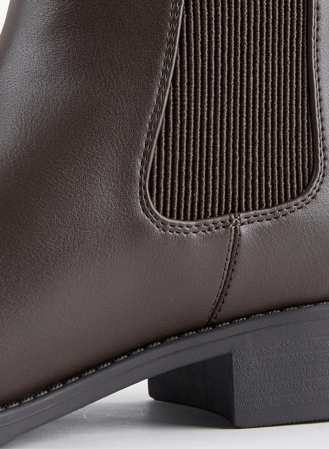 Celeste Women's Solid Block Heel Chelsea Boots with Pull Tab