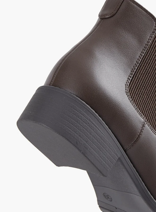 Celeste Women's Solid Block Heel Chelsea Boots with Pull Tab