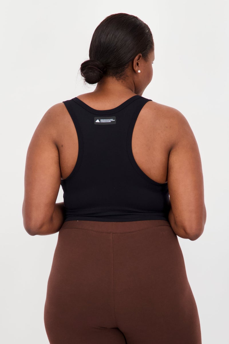 Adidas صدرية رياضية مبطنة للنساء بحجم زائد مع شعار العلامة التجارية، سوداء - Image 2
