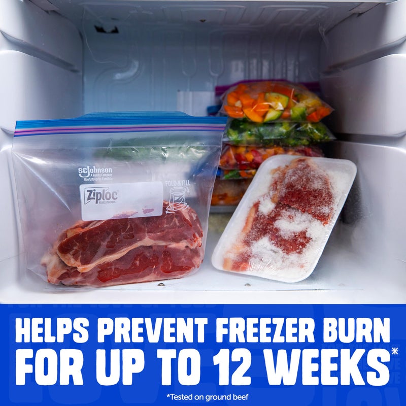 Ziploc Gallon Food Storage Freezer Bags, Stand-Up Bottom, Easy to Fill, 16 Count - Image 2
