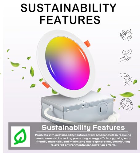 CLOUDY BAY [6 Pack] 4inch Smart WiFi LED Recessed Lights,RGBCW Color Changing Recessed Lighting,Compatible with Alexa and Google Home Assistant,10W 2700K-6500K,CRI90+ Wet Location,White Finish - Image 3