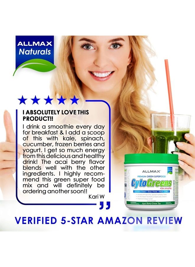 AllMax Nutrition Cytogreens Super Greens Powder, Infused with Spirulina, Spinach & Barley Grass, Supports Immune Health and Digestive Function, Vegan Friendly, 125 Grams - Image 5