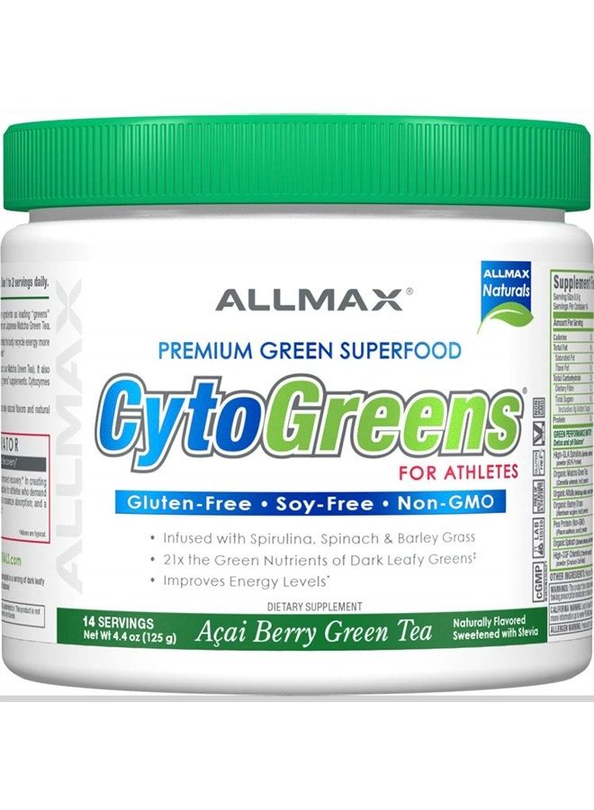 AllMax Nutrition Cytogreens Super Greens Powder, Infused with Spirulina, Spinach & Barley Grass, Supports Immune Health and Digestive Function, Vegan Friendly, 125 Grams - Image 1