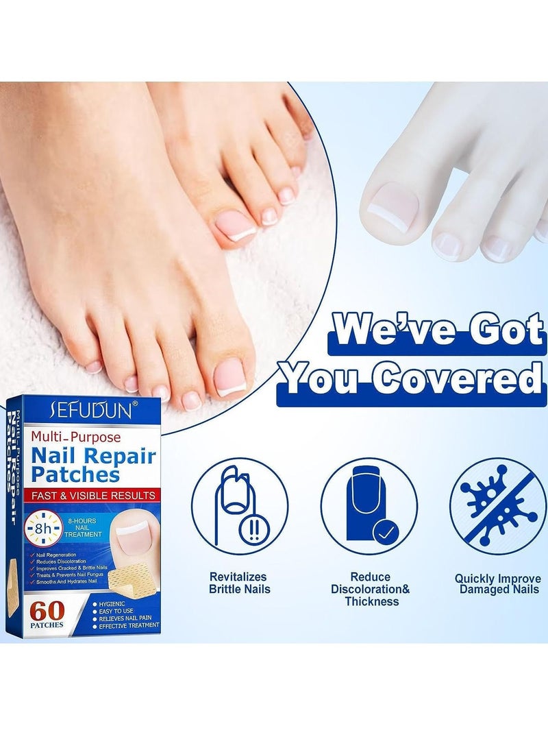 Sefudun 60 قطعة من لاصقات إصلاح الأظافر لعلاج فطريات أظافر القدم علاج إصلاح الأظافر بقوة إضافية يعيد مظهر الأظافر المتغيرة اللون أو التالفة - Image 4