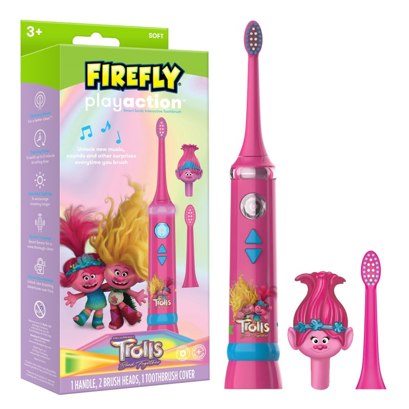 FIREFLY Play Action Trolls Smart Sonic Toothbrush Kit, Interactive Electric Toothbrush with Lights, Music and Games, Batteries Included, Ages 3+ - Image 2